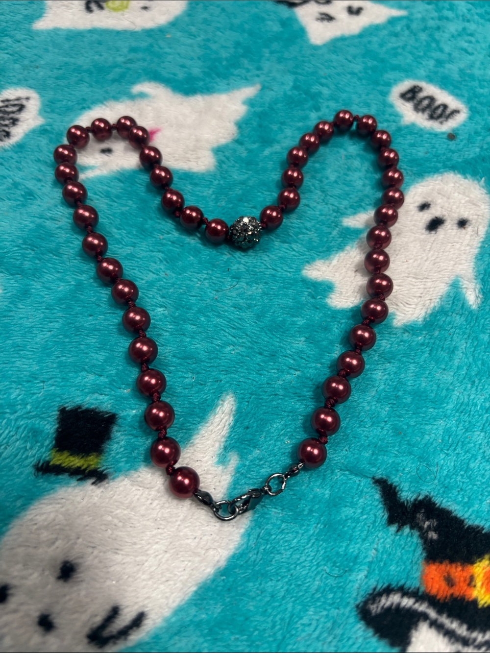 Burgundy Pearl Beaded Necklace